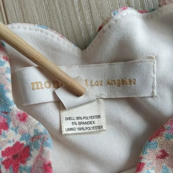 Floral Women's Dress A-Line Ruffle Straps Pink Small Monteau Los Angeles - Picture 6 of 11